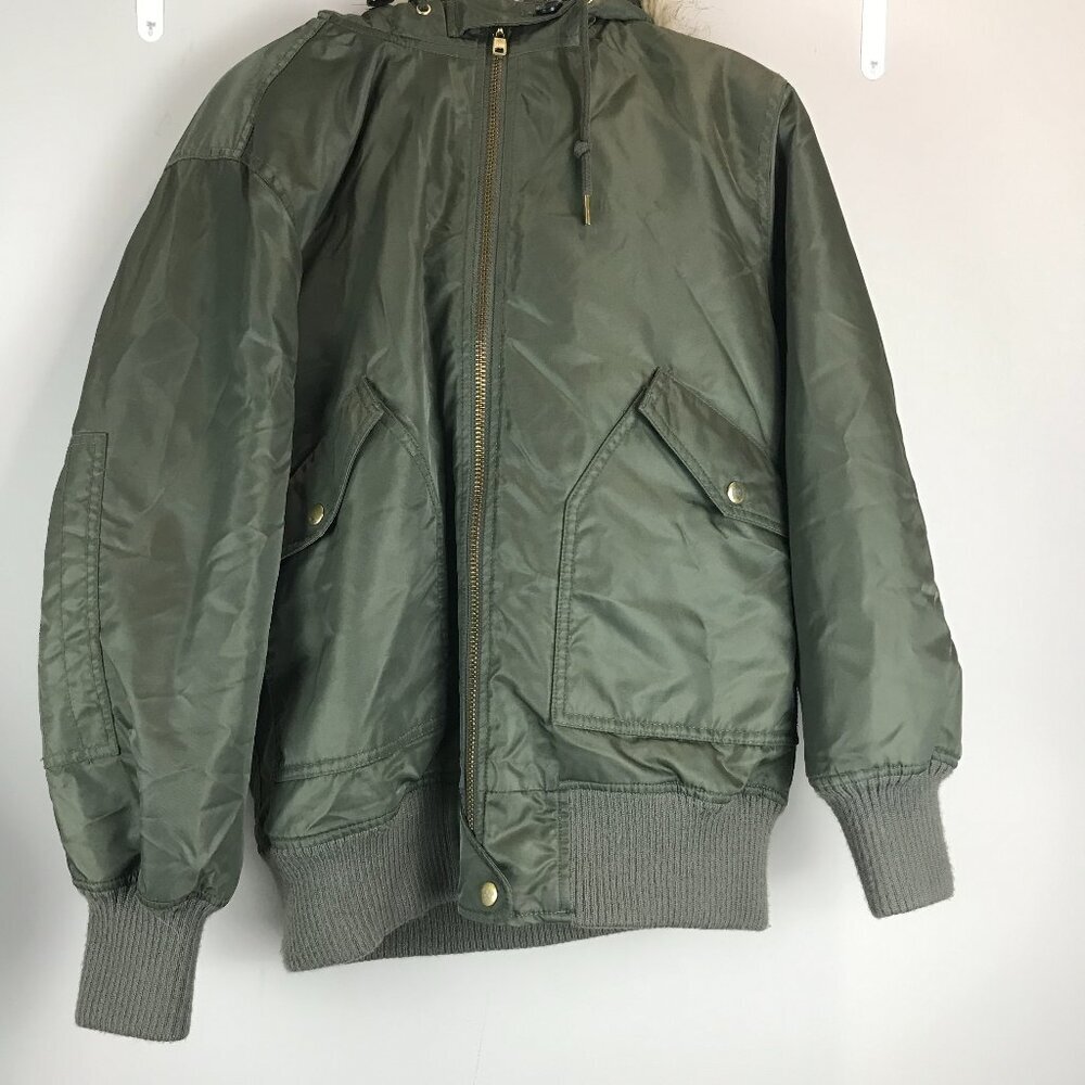 Womens J. Crew Green Nylon Bomber Jacket Size XS
